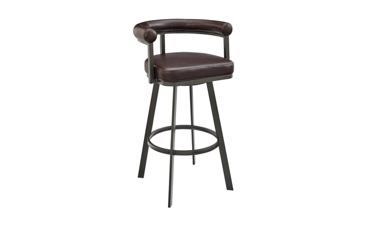 LCMGBAJVCHO30 MAGNOLIA SWIVEL BAR STOOL IN BROWN METAL WITH BROWN FAUX LEATHER ARMEN LIVING  LCMGBAJVCHO30