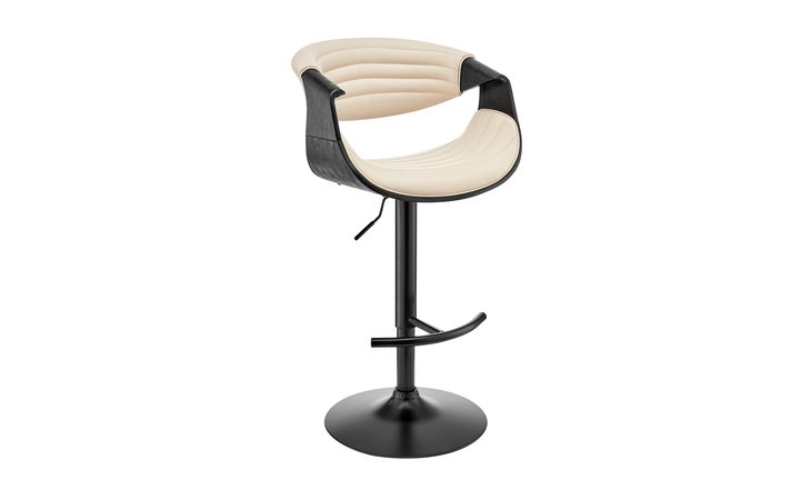 LCGNBABLCR GIONNI ADJUSTABLE SWIVEL CREAM FAUX LEATHER AND BLACK WOOD BAR STOOL WITH BLACK BASE ARMEN LIVING  LCGNBABLCR