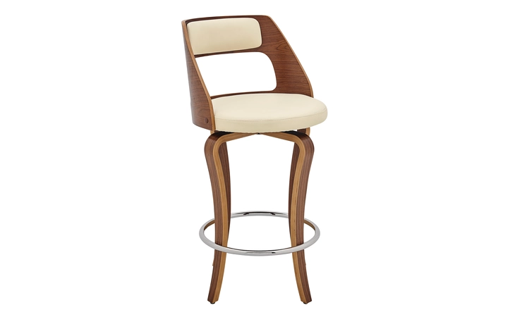 LCGRBAWACR26  GRADY 25 SWIVEL CREAM FAUX LEATHER AND WALNUT WOOD BAR STOOL