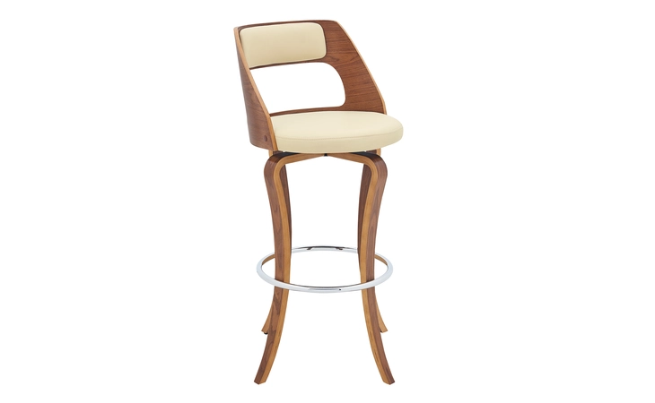 LCGRBAWACR30  GRADY 29 SWIVEL CREAM FAUX LEATHER AND WALNUT WOOD BAR STOOL