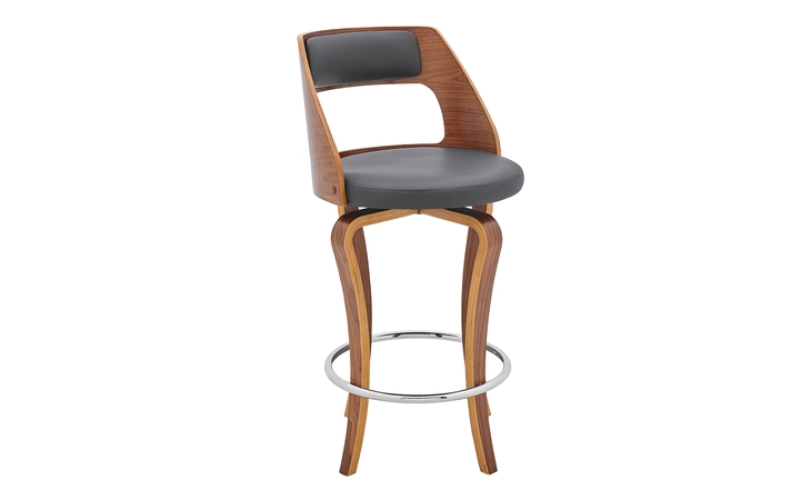 LCGRBAWAGR26  GRADY 25 SWIVEL GRAY FAUX LEATHER AND WALNUT WOOD BAR STOOL