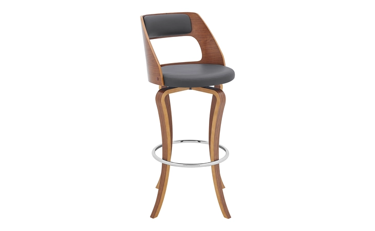 LCGRBAWAGR30 GRADY 29 SWIVEL GRAY FAUX LEATHER AND WALNUT WOOD BAR STOOL ARMEN LIVING  LCGRBAWAGR30