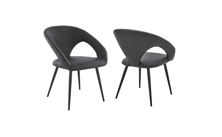 LCELCHBLGR ELIN GRAY FAUX LEATHER AND BLACK METAL DINING CHAIRS - SET OF 2 ARMEN LIVING  LCELCHBLGR
