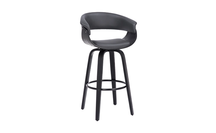 LCJSBAGRBL26  JULYSSA 26 COUNTER HEIGHT SWIVEL GRAY FAUX LEATHER AND BLACK WOOD BAR STOOL