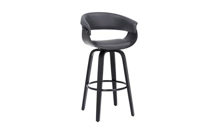 LCJSBAGRBL30 JULYSSA 30 BAR HEIGHT SWIVEL GRAY FAUX LEATHER AND BLACK WOOD BAR STOOL ARMEN LIVING  LCJSBAGRBL30