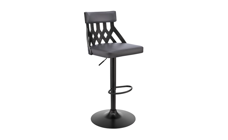LCAOBABLGR ANGELO ADJUSTABLE SWIVEL GRAY FAUX LEATHER & BLACK WOOD BAR STOOL WITH BLACK BASE ARMEN LIVING  LCAOBABLGR