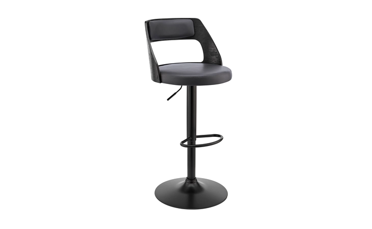 LCITBABLGR ITZAN ADJUSTABLE SWIVEL GRAY FAUX LEATHER AND BLACK WOOD BAR STOOL WITH BLACK BASE ARMEN LIVING  LCITBABLGR