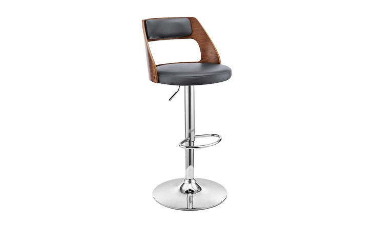LCITBAWAGR ITZAN ADJUSTABLE SWIVEL GRAY FAUX LEATHER AND WALNUT WOOD BAR STOOL WITH CHROME BASE ARMEN LIVING  LCITBAWAGR