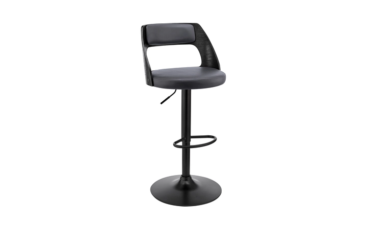 LCPQBABLGR PAULO ADJUSTABLE SWIVEL GRAY FAUX LEATHER AND BLACK WOOD BAR STOOL WITH BLACK BASE ARMEN LIVING  LCPQBABLGR
