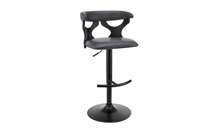 LCRTBABLGR RUTH ADJUSTABLE SWIVEL GRAY FAUX LEATHER AND BLACK WOOD BAR STOOL WITH BLACK BASE ARMEN LIVING  LCRTBABLGR