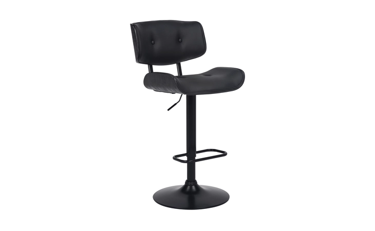 LCBRBABLBL  BROOKLYN ADJUSTABLE SWIVEL BLACK FAUX LEATHER AND BLACK WOOD BAR STOOL WITH BLACK BASE