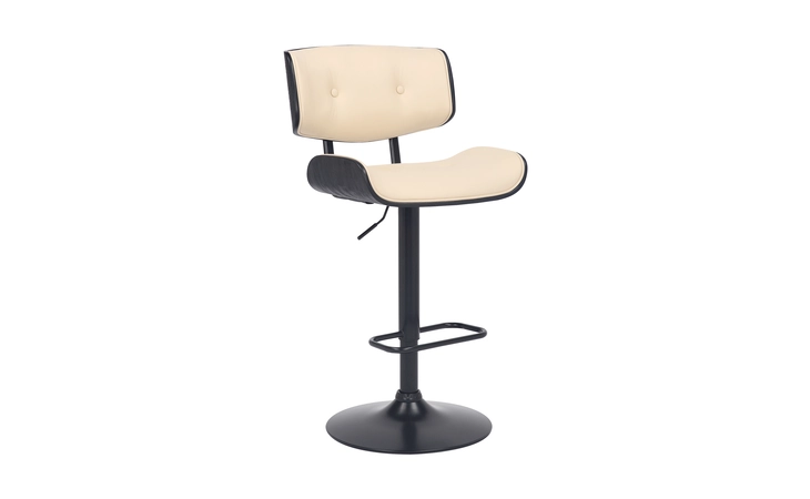LCBRBABLCR  BROOKLYN ADJUSTABLE SWIVEL CREAM FAUX LEATHER AND BLACK WOOD BAR STOOL WITH BLACK BASE