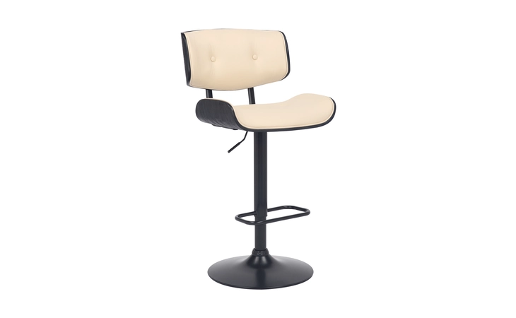 LCBRBABLCR BROOKLYN ADJUSTABLE SWIVEL CREAM FAUX LEATHER AND BLACK WOOD BAR STOOL WITH BLACK BASE ARMEN LIVING  LCBRBABLCR