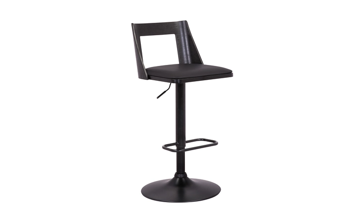 LCMLBABLBL MILAN ADJUSTABLE SWIVEL BLACK FAUX LEATHER AND BLACK WOOD BAR STOOL WITH BLACK BASE ARMEN LIVING  LCMLBABLBL