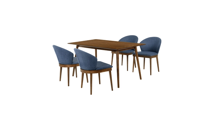 SETWEDI5JNWABLU WESTMONT AND JUNO BLUE AND WALNUT 5 PIECE DINING SET ARMEN LIVING  SETWEDI5JNWABLU