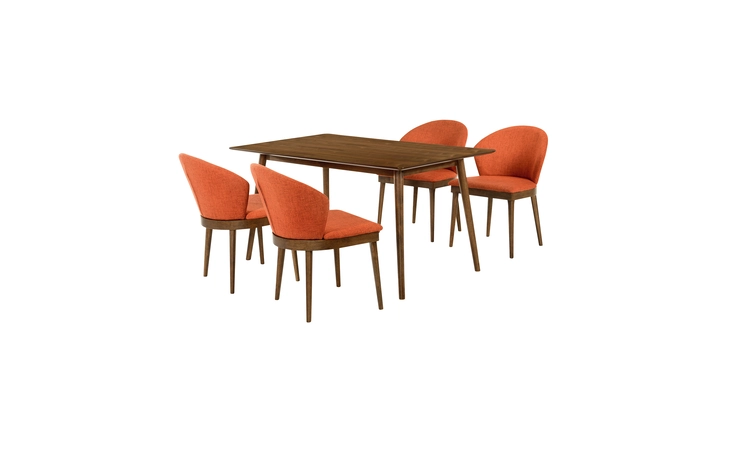 SETWEDI5JNWAOR  WESTMONT AND JUNO ORANGE AND WALNUT 5 PIECE DINING SET