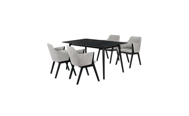 SETWEDI5REBLGR  WESTMONT AND RENZO GRAY AND BLACK 5 PIECE DINING SET