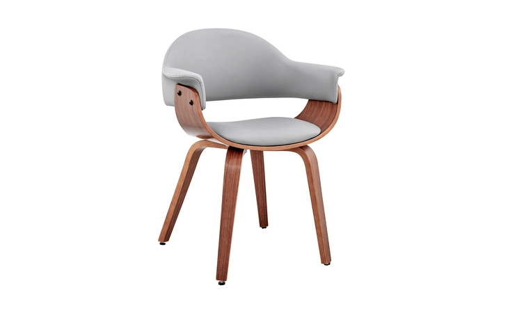 LCADCHWAGR ADALYN GRAY FAUX LEATHER AND WALNUT WOOD DINING ROOM ACCENT CHAIR ARMEN LIVING  LCADCHWAGR