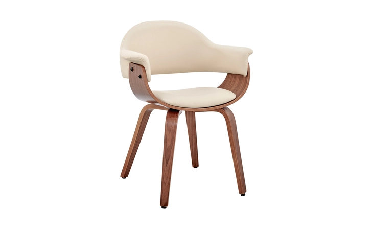LCADCHWACR ADALYN CREAM FAUX LEATHER AND WALNUT WOOD DINING ROOM ACCENT CHAIR ARMEN LIVING  LCADCHWACR