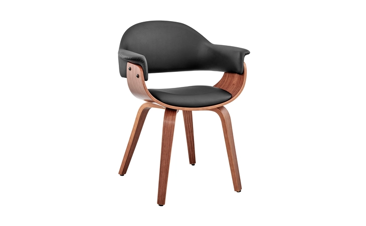 LCADCHWABL ADALYN BLACK FAUX LEATHER AND WALNUT WOOD DINING ROOM ACCENT CHAIR ARMEN LIVING  LCADCHWABL