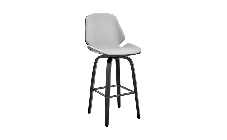 LCAABABLGR26  ARABELA 26 GRAY FAUX LEATHER AND BLACK WOOD SWIVEL BAR STOOL