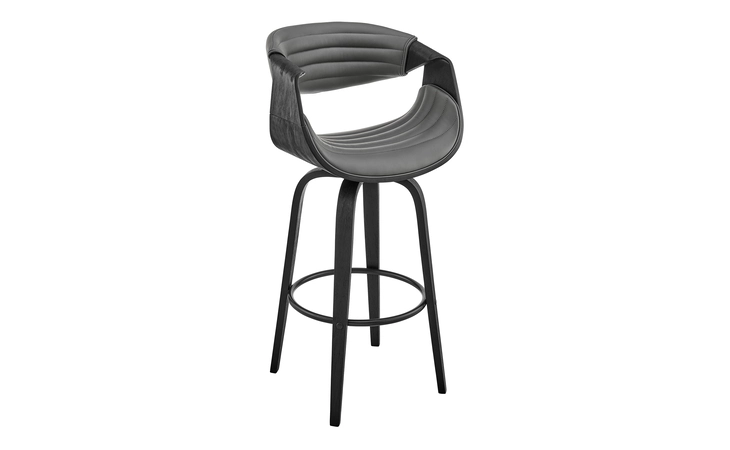 LCAYBABLGR26  ARYA 26 SWIVEL COUNTER STOOL IN GRAY FAUX LEATHER AND BLACK WOOD
