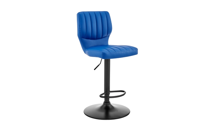 LCBABABLBLUE BARDOT ADJUSTABLE HEIGHT BLUE FAUX LEATHER SWIVEL BAR STOOL ARMEN LIVING  LCBABABLBLUE