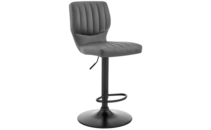 LCBABABLGR  BARDOT ADJUSTABLE HEIGHT GRAY FAUX LEATHER SWIVEL BAR STOOL