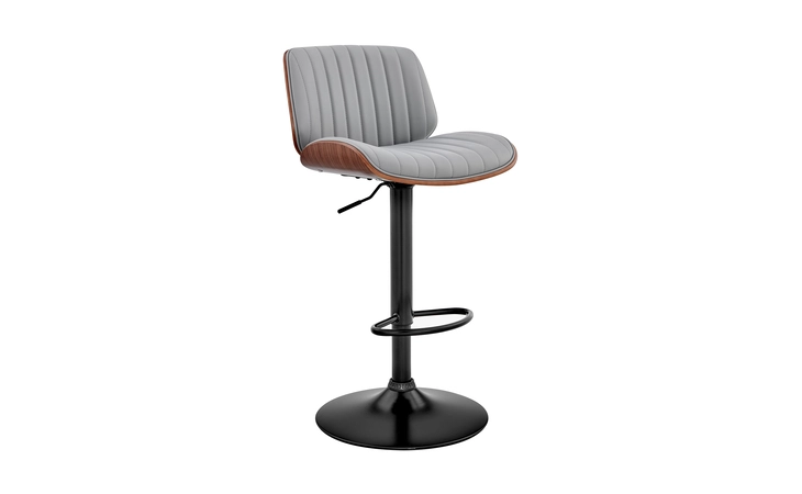 LCBCBAWABLGR  BROCK ADJUSTABLE GRAY FAUX LEATHER AND WALNUT WOOD WITH BLACK FINISH BAR STOOL