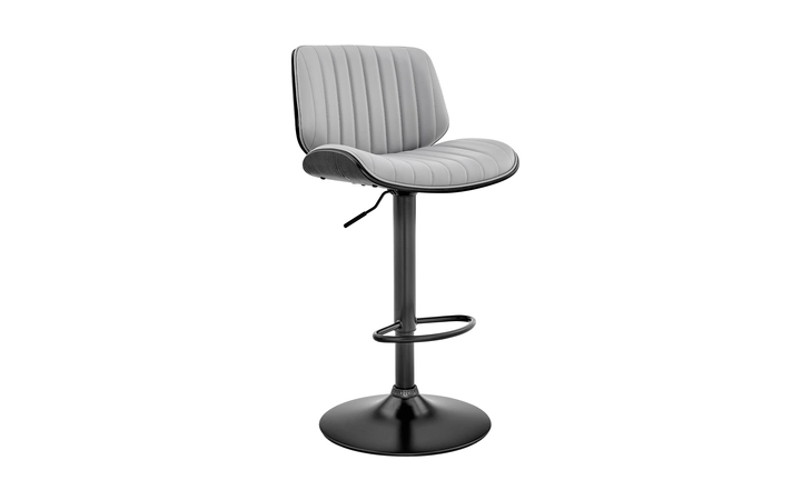 LCBCBABLBLGR BROCK ADJUSTABLE GRAY FAUX LEATHER AND WALNUT WOOD BAR STOOL WITH BLACK BASE ARMEN LIVING  LCBCBABLBLGR