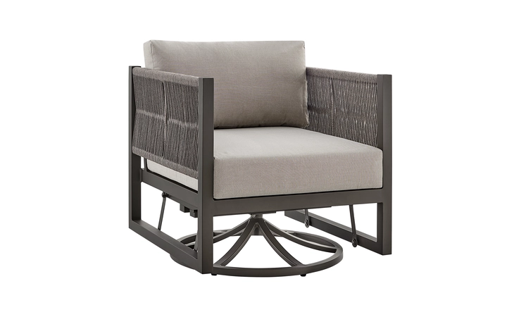 LCMASCHDBRN MAREIKE OUTDOOR PATIO SWIVEL GLIDER LOUNGE CHAIR IN DARK BROWN ALUMINUM WITH CUSHIONS ARMEN LIVING  LCMASCHDBRN