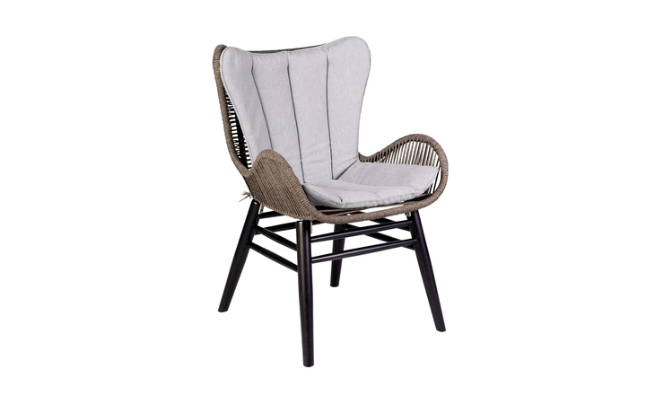 LCMACHTRU  MATEO OUTDOOR PATIO DINING CHAIR IN DARK EUCALYPTUS WOOD AND TRUFFLE ROPE