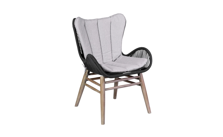 LCMACHCHA MATEO OUTDOOR PATIO DINING CHAIR IN LIGHT EUCALYPTUS WOOD AND CHARCOAL ROPE ARMEN LIVING  LCMACHCHA