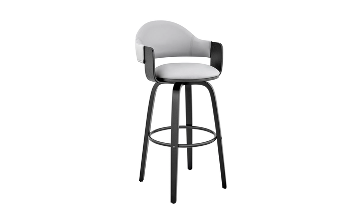 LCDXBABLGR26  DAXTON 26 GRAY FAUX LEATHER AND BLACK WOOD BAR STOOL