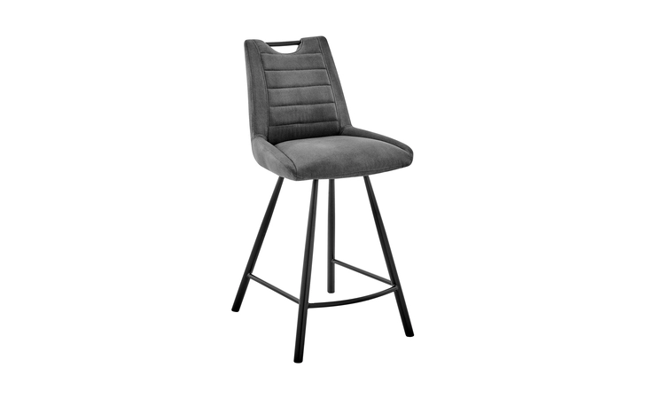 LCAZBACH26  ARIZONA 26 COUNTER HEIGHT BAR STOOL IN CHARCOAL FABRIC AND BLACK FINISH