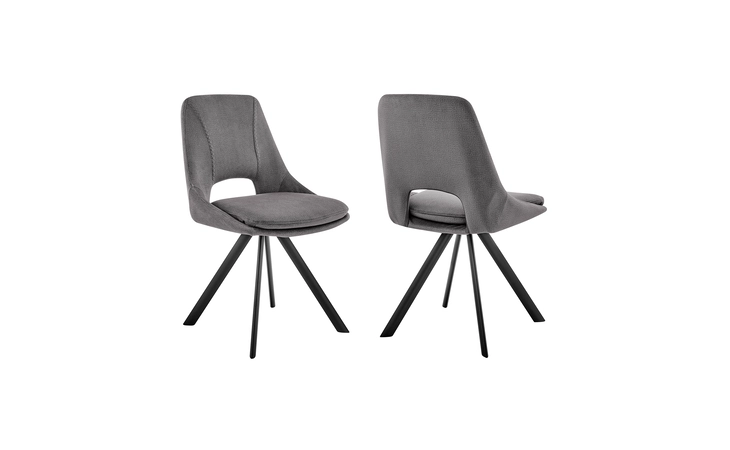 LCLESIGRY LEXI DINING ROOM ACCENT CHAIR IN GRAY VELVET AND BLACK FINISH - SET OF 2 ARMEN LIVING  LCLESIGRY