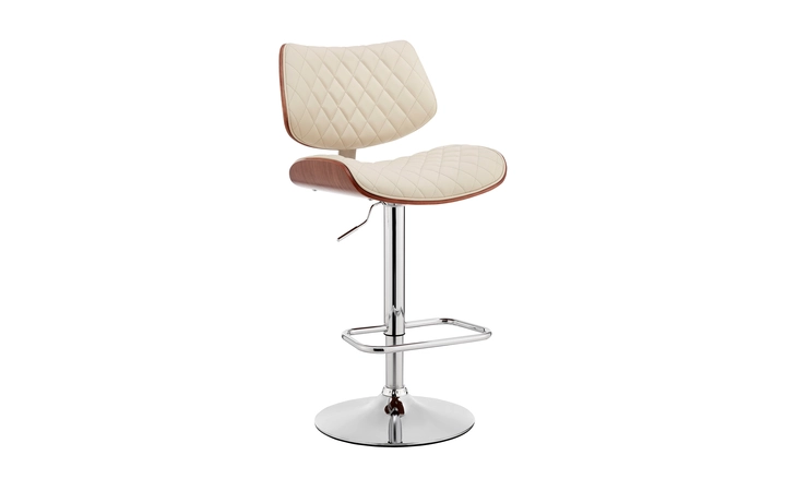 LCLEBAWACR  LELAND ADJUSTABLE CREAM FAUX LEATHER AND CHROME FINISH BAR STOOL