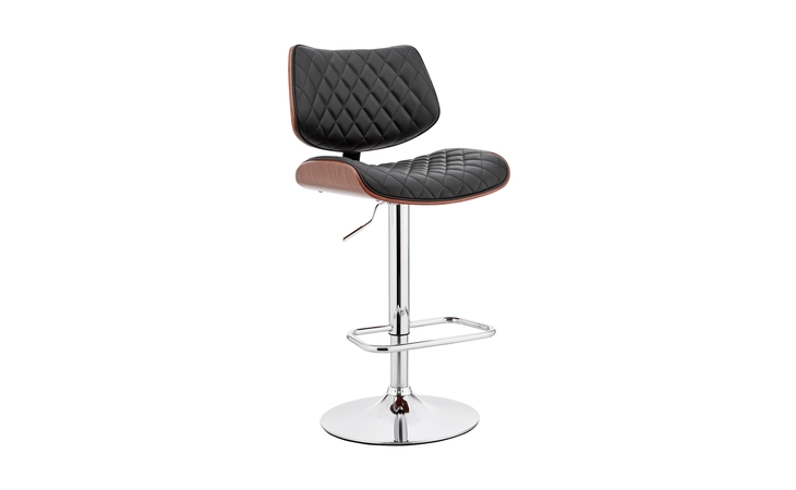 LCLEBAWABL LELAND ADJUSTABLE BLACK FAUX LEATHER AND CHROME FINISH BAR STOOL ARMEN LIVING  LCLEBAWABL