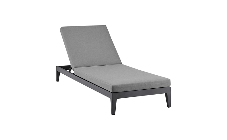 LCMQLOGR MENORCA OUTDOOR PATIO ADJUSTABLE CHAISE LOUNGE CHAIR IN ALUMINUM WITH GRAY CUSHIONS ARMEN LIVING  LCMQLOGR