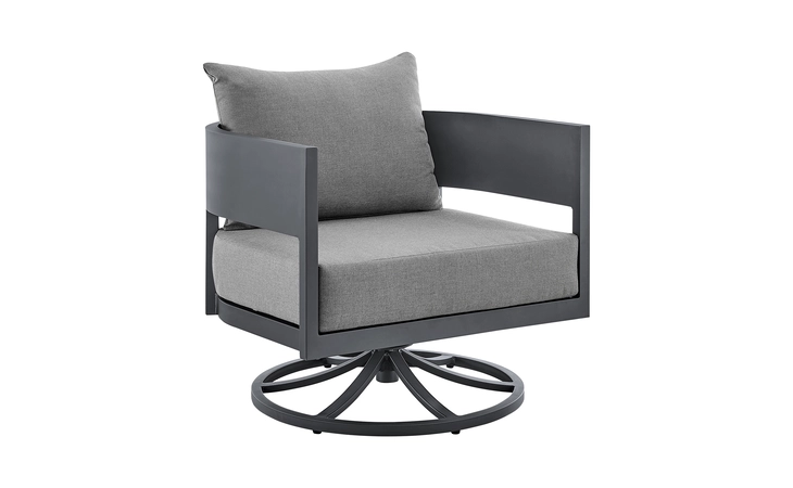 LCMQSCHDGRY MENORCA OUTDOOR PATIO SWIVEL ROCKING CHAIR IN GRAY ALUMINUM WITH CUSHIONS ARMEN LIVING  LCMQSCHDGRY