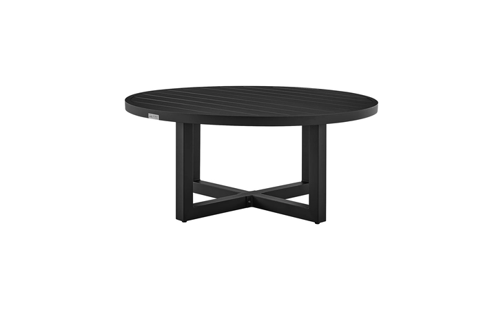 LCMQRCOTBLK MENORCA OUTDOOR PATIO ROUND COFFEE TABLE IN BLACK ALUMINUM ARMEN LIVING  LCMQRCOTBLK