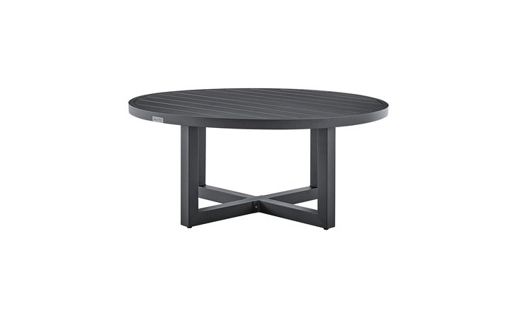 LCMQRCOTDGRY MENORCA OUTDOOR PATIO ROUND COFFEE TABLE IN GRAY ALUMINUM ARMEN LIVING  LCMQRCOTDGRY