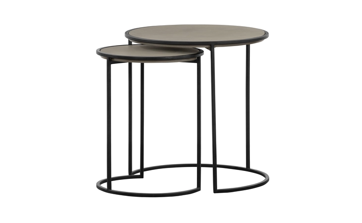 LCRILACCGR RINA CONCRETE AND BLACK METAL 2 PIECE NESTING END TABLE SET ARMEN LIVING  LCRILACCGR