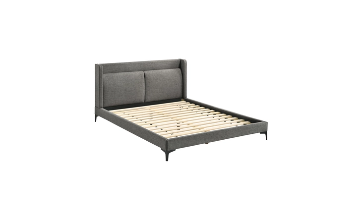 LCLEBDCHQN  LEGEND GRAY FABRIC QUEEN PLATFORM BED WITH BLACK METAL LEGS