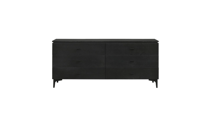 LCLEDRBL  LEGEND BLACK GLAZE ASH VENEER 6 DRAWER DRESSER WITH METAL LEGS