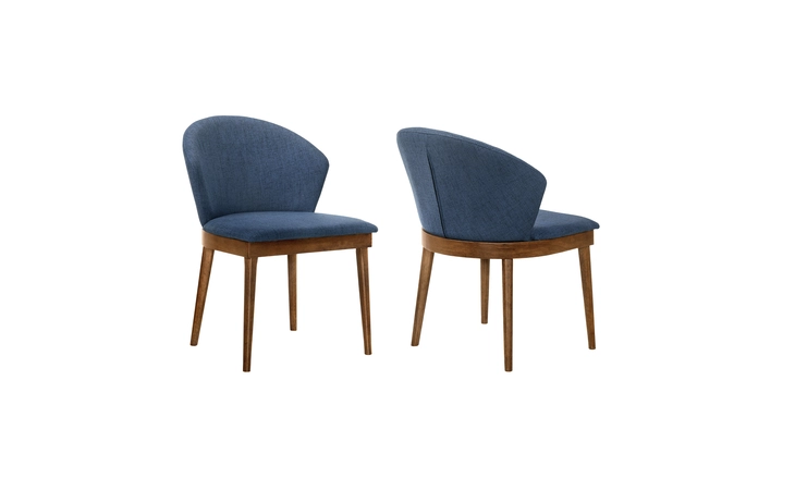 LCJNSIWABLU  JUNO BLUE FABRIC AND WALNUT WOOD DINING SIDE CHAIRS - SET OF 2