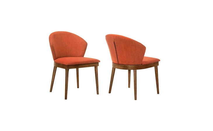 LCJNSIWAOR JUNO ORANGE FABRIC AND WALNUT WOOD DINING SIDE CHAIRS - SET OF 2 ARMEN LIVING  LCJNSIWAOR