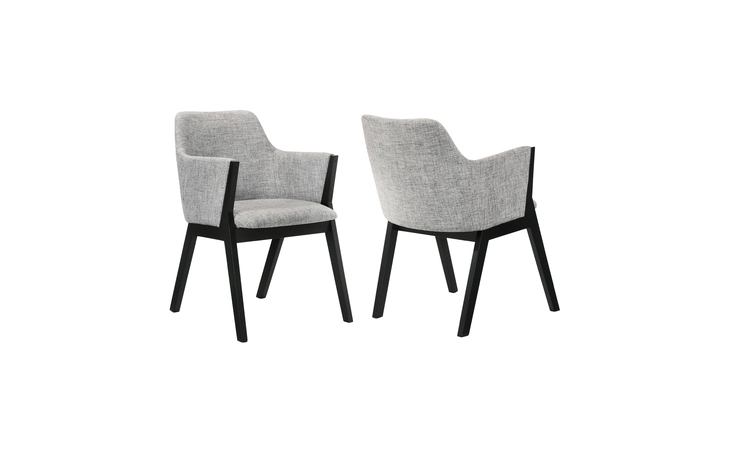 LCRESIBLGR  RENZO LIGHT GRAY FABRIC AND BLACK WOOD DINING SIDE CHAIRS - SET OF 2