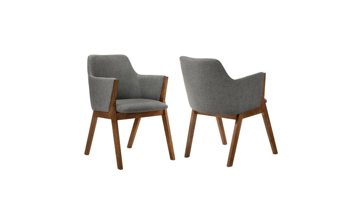 LCRESIWACH  RENZO CHARCOAL FABRIC AND WALNUT WOOD DINING SIDE CHAIRS - SET OF 2