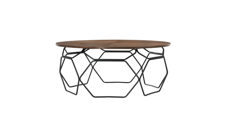 LCCOCOWA  COSMO WALNUT VENEER COFFEE TABLE WITH BLACK METAL BASE